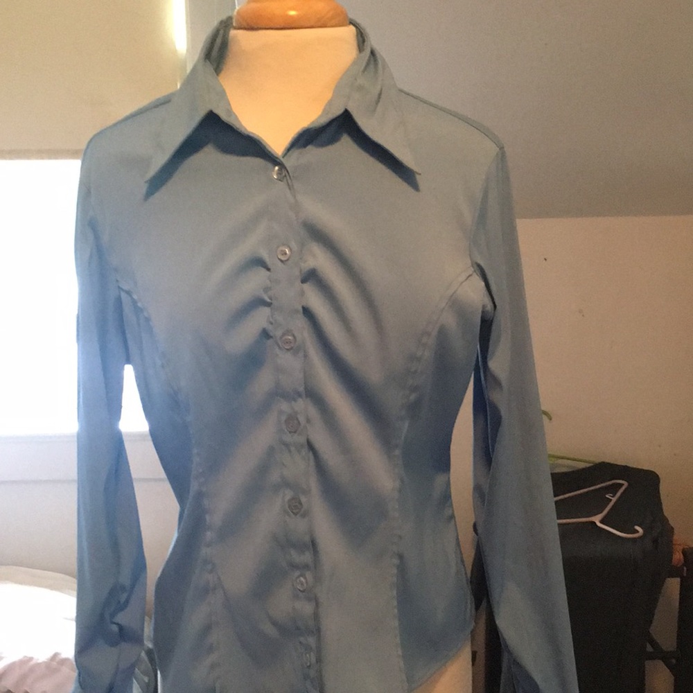 Ceil Blue, button-down blouse, size XL, Cotton Works